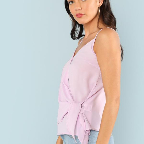 V neck wrap style top with side tie - Picture 4 of 5